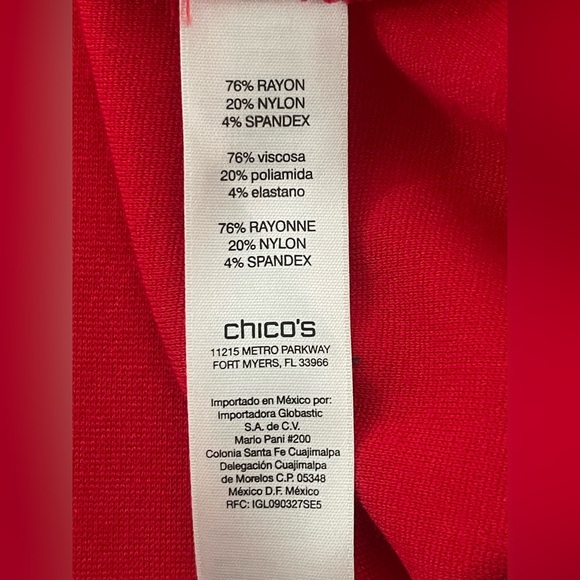 Chico's Red Long Sleeve Tunic Top Size 12 - Picture 5 of 11
